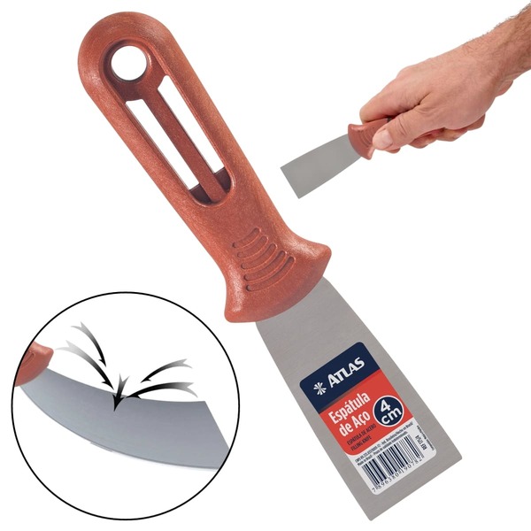 Espátula 4cm Aço Carbono Cabo Plástico Pvc Profissional | Atl